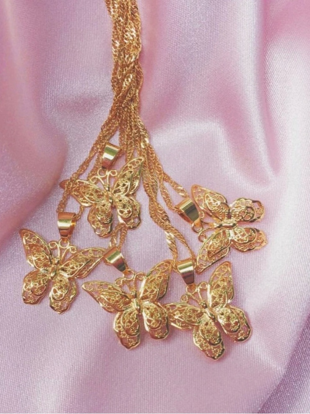 Gold Butterfly Pendant Necklace 18inch - Elegant Women's Jewelry